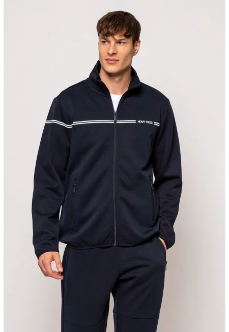 Суитшърт Tilon с цип и странични джобове - Тъмносин