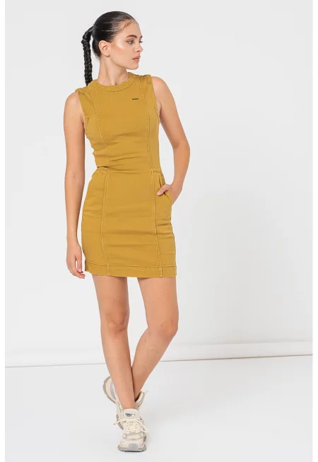 Супер слим дънкова рокля - Маслинено зелено