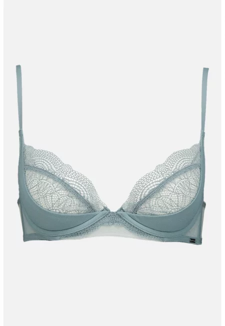 Сутиен с перфорации - Прашно синьо