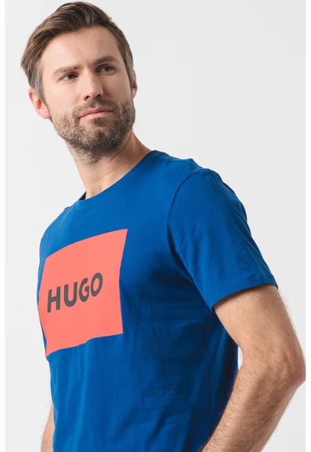 Тениска Dulive със стандартна кройка и лого - Син