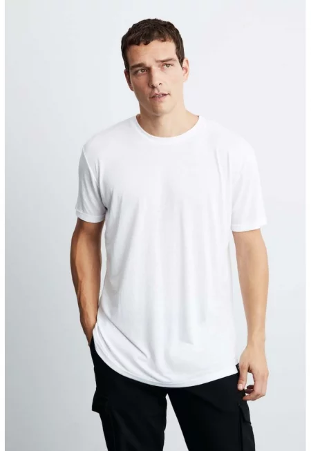 Тениска от органичен памук с овално деколте