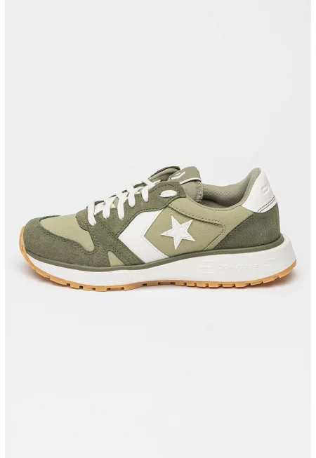 Тренировъчни обувки с велур - Бял/Зелени аспержи