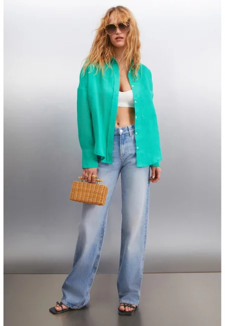 Уголемена риза Gaia с джоб - Персийско зелено