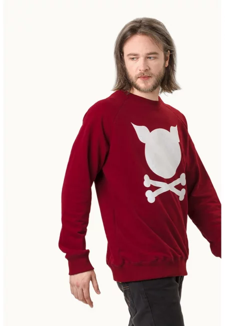 Унисекс суитшърт с ръкави реглан - Бял/Бордо