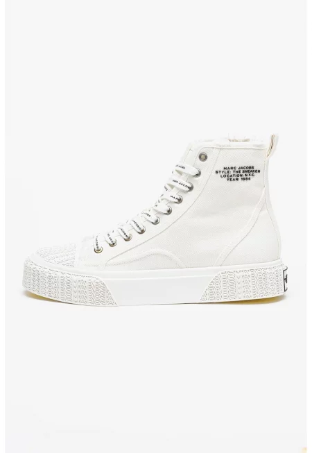 Високи кецове с контрастни връзки - Мръснобял