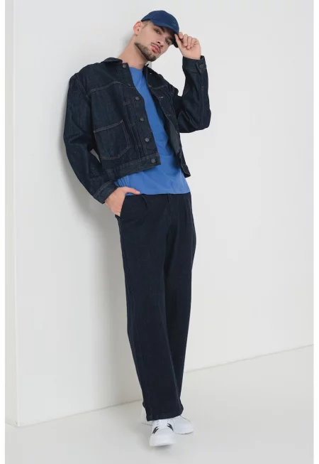 Яке от деним с пришити джобове - Тъмносин