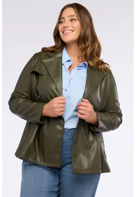 Яке от еко кожа с копчета - Тъмно каки