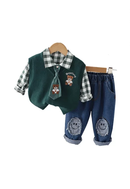 Зелен костюм за момчета с риза Alvarez