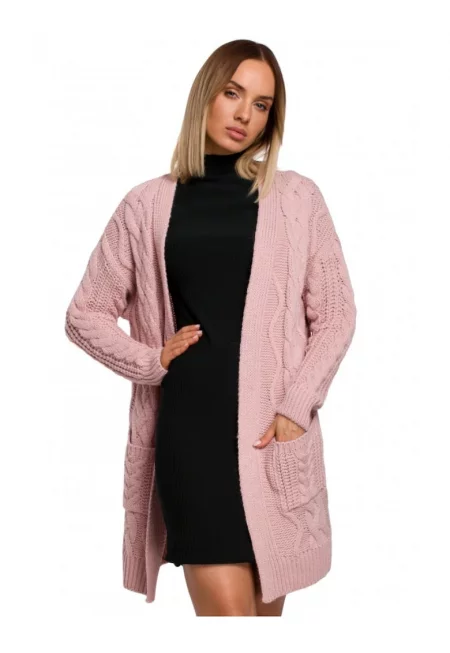 Жилетка с джобове  Акрил - Полиамид - Розов -