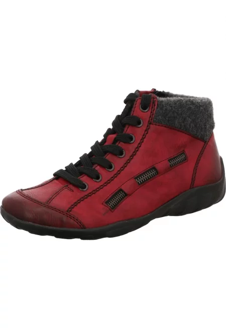 Боти с връзки  L6543-35 - Синтетичен материал - Червен