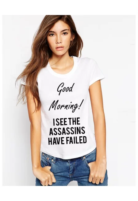 Бяла дамска тениска - Assassins failed