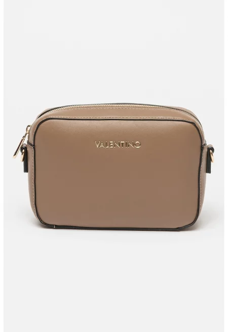 Чанта през рамо от еко кожа с регулираща се презрамка - Тъмнокафяв