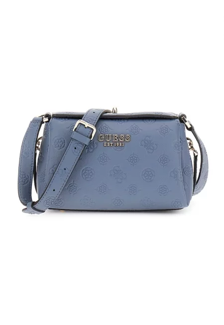 Чанта през рамо от еко кожа с релефно лого - Тъмносин