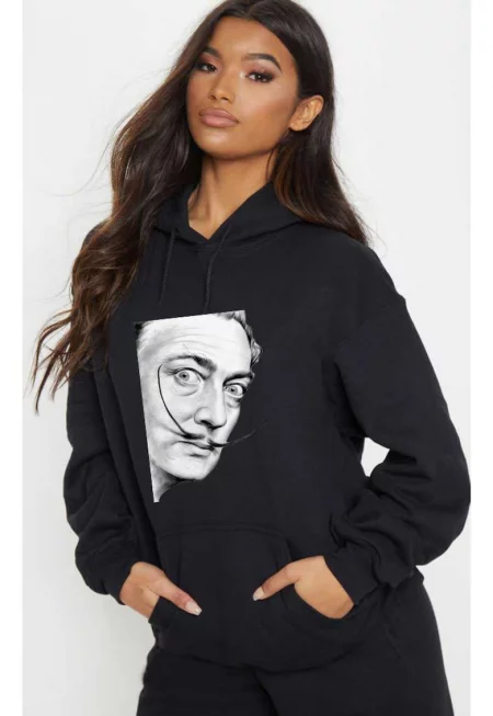 Черна дамска качулка - Dali - Portrait