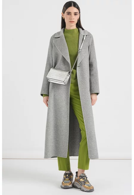 Дълго палто Ardenza с вълна - Сив меланж