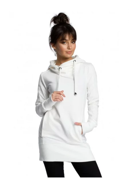 Дамска качулка - Памук/Еластан - Бяла