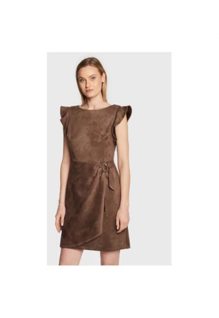 Дамска рокля -  301219279 - Полиестер - Кафяв
