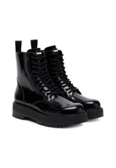 Дамски боти -  еко кожа - цвят черен