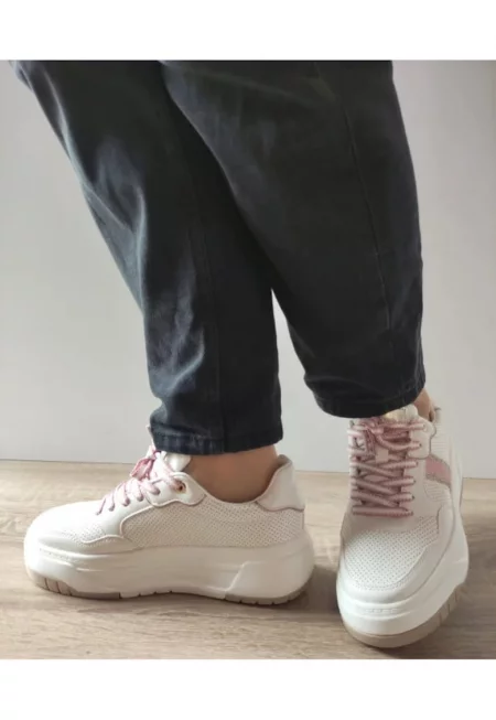 Дамски Ежедневни Обувки Misscat 250536-6 Бели с Розово - Бял - Бял