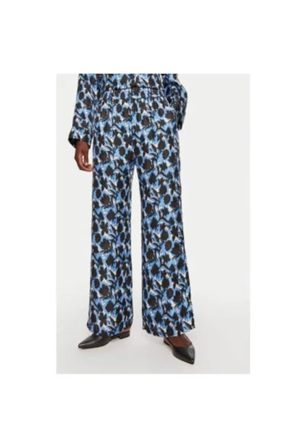 Дамски панталон -  304135408 - Копринен - Син - Син