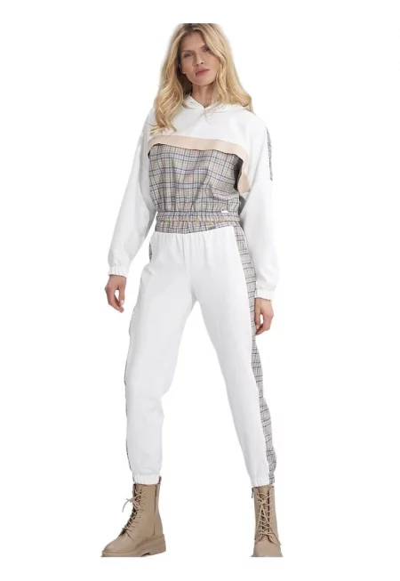 Дамски панталон -  Бежов - Полиестер/Еластан -