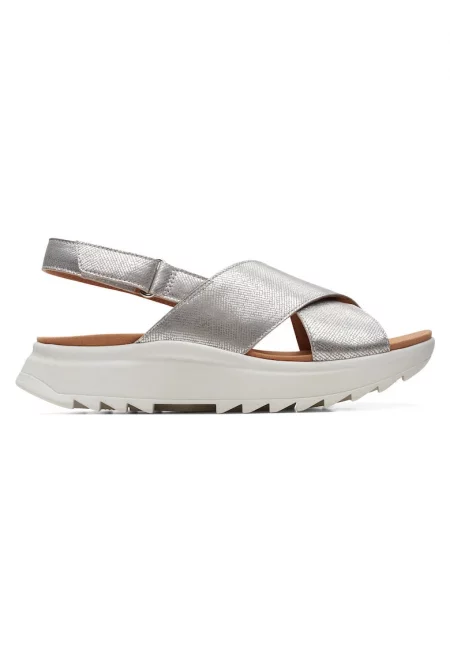 Дамски сандали - 26171951 -  Естествена кожа - Сребрист