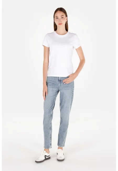 Дънки с памук със средна талия