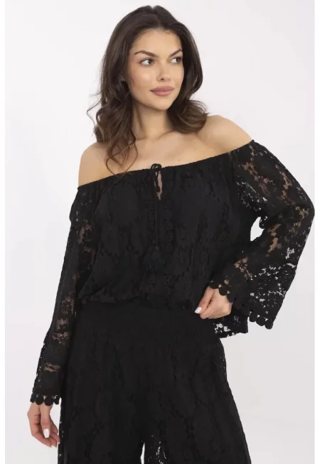 Дантелена блуза с деколте на раменете - Един размер
