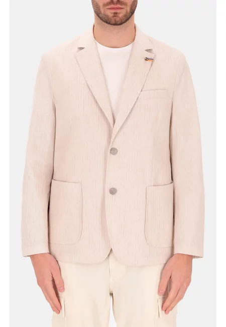 Distretto - Сако с памук с пришити джобове - Бежов