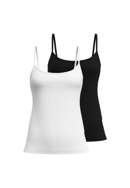 Домашен танк топ с памук - 2 броя - Бял/Черен