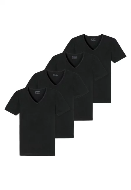 Домашна тениска с памук - 4 броя - Черен