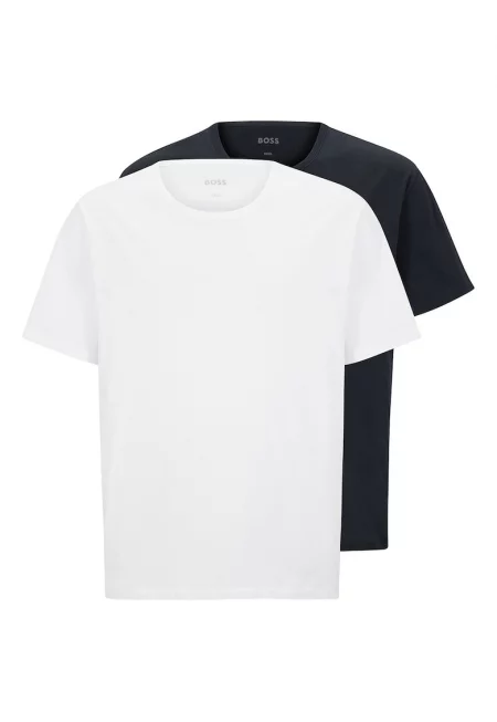 Домашни памучни тениски - 2 броя - Бял/Тъмносин