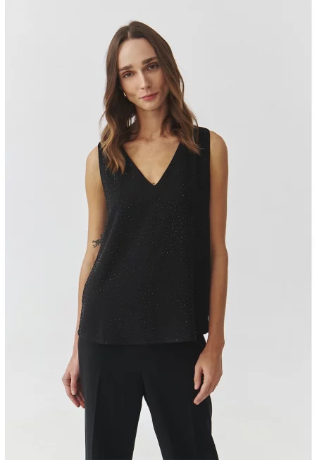 Елегантна блуза с шпиц - Черен