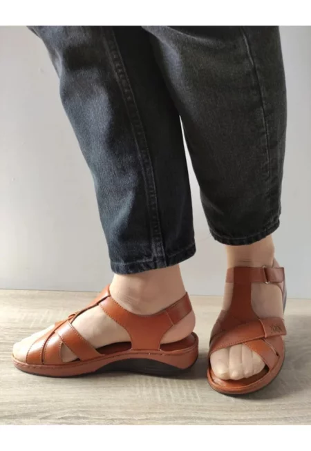 Ежедневни дамски сандали  60021B 02-N Кафяво Камел - Кафяво - Кафяв