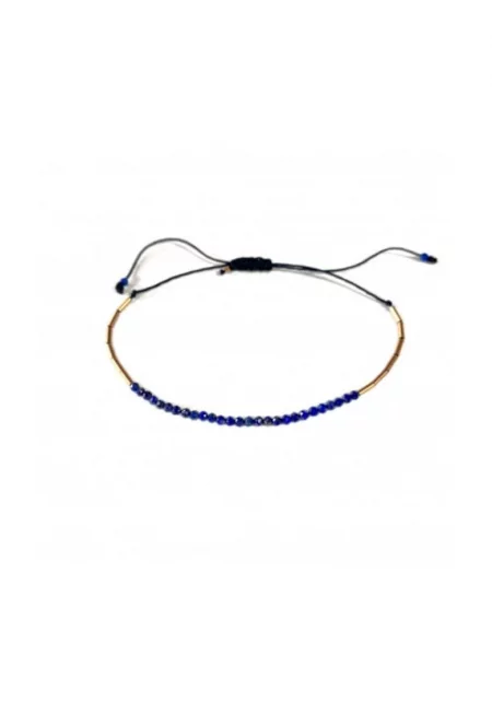 Гривна  Deep Sea Blue - регулируема - от 14k/20 позлатено злато и лапис лазули