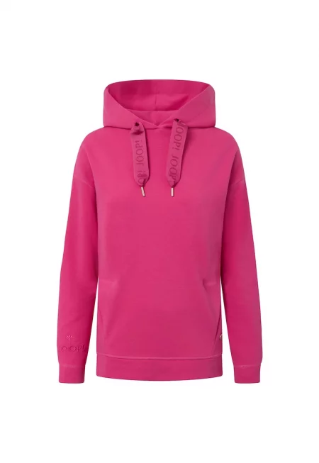 Худи с паднали ръкави и лого - Розово