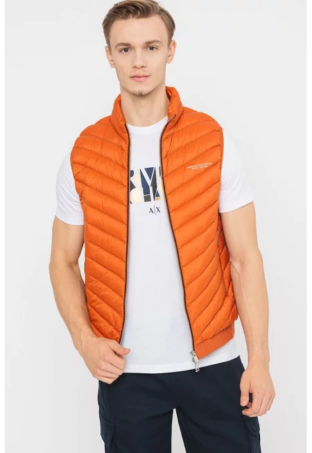 Капитониран елек с цип - Мандарина