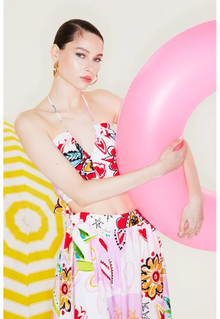 Къс топ с принт