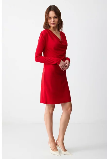 Къса едноцветна рокля - Червен
