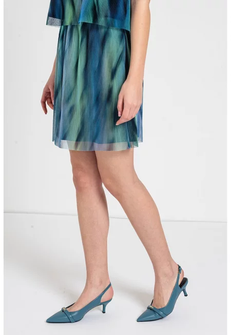 Къса пола с преливащи се нюанси - Зелен/Син