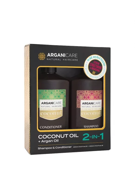 Комплект : Шампоан и Балсам - С кокосово масло и арганово масло - За много суха коса - 400 мл x2
