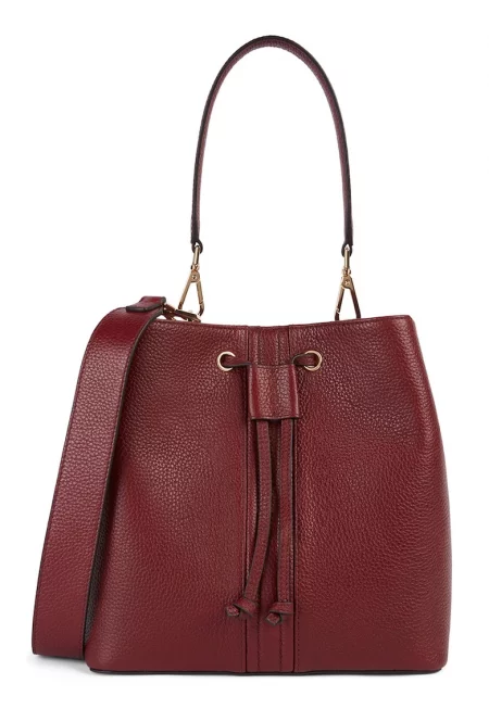 Кожена чанта Andrenne тип Bucket - Бордо