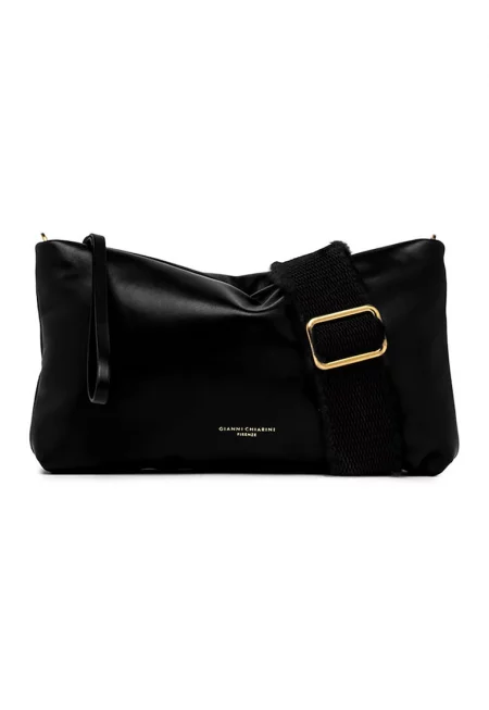 Кожена чанта Nina с каишка за китката - Черен