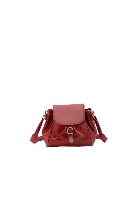 Кожена чанта през рамо с регулируема презрамка - Червен
