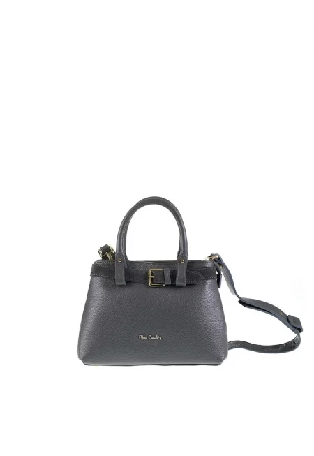 Кожена чанта за рамо Lumina Elite с тока - Сив