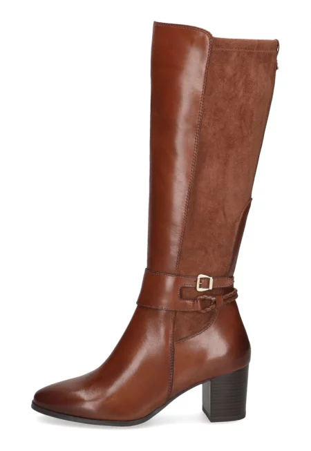 Кожени ботуши до коляното с текстил