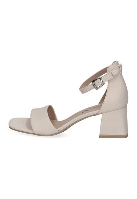 Кожени сандали с каишка с тока - Слонова кост