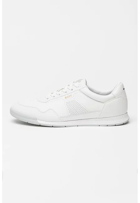 Кожени спортни обувки с връзки - Бял