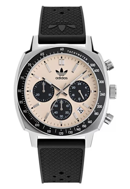 Мъжки часовник  MASTER ORIGINALS ONE CHRONO - сребърен - черна синтетична каишка - кварцов механизъм - 44x12мм