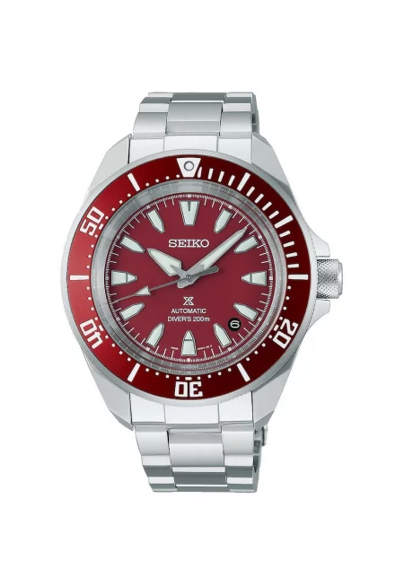 Мъжки часовник  Prospex SEA Professional Diver's Automatic - механизъм 4R35 - верижка и корпус от неръждаема стомана - червен циферблат - водоустойчив 200м